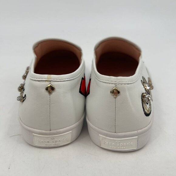 Kate Spade White Sequin Cat Slip-On Sneakers | Size 6.5 - Picture 6 of 12